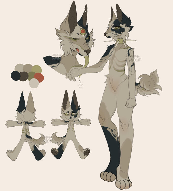 Simple ref €60, includes: fullbody front view (or side view if feral), bust, chibi front and back view, color palette